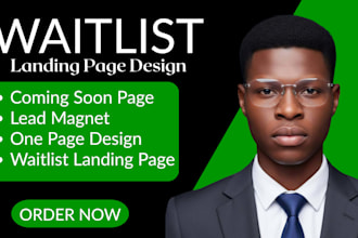 design waitlist landing page, coming soon page, one page