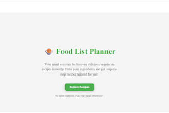 react food planner app mobile responsive fast
