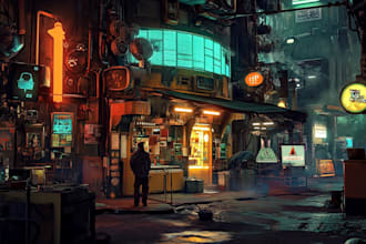 design an illustration of futuristic cyberpunk city