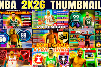 design viral nba 2k26 thumbnails for builds and gameplay