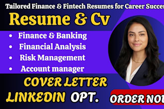 write ats finance resume, banking account manager  cover letter and linkedin