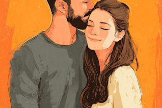 draw couple or family into vector cartoon portrait