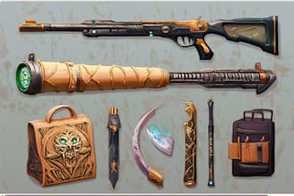 design stunning weapon concept art for games and projects