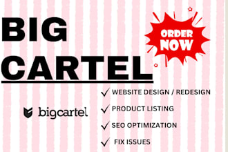 design or redesign big cartel store website, bigcommerce, opencart, shopify