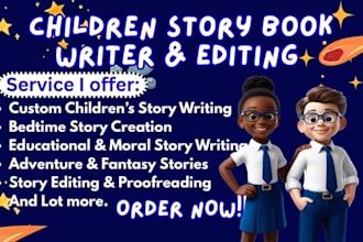 ghostwrite and edit children story book writing short story kids book writer