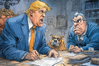 design an political or satirical cartoon