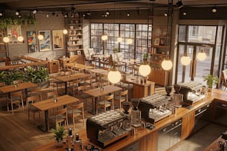 design 3d coffee shops, cafés, bistros, and coffeehouses