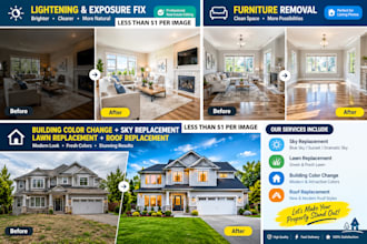 do hdr and flash real estate photo editing within 12 hours
