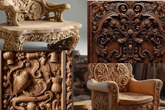 design 3d furniture models for cnc wood carving and laser cutting