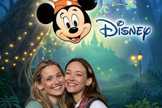 beautiful disney character logo and friendship portrait