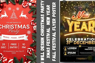 design christmas party xmas festival  new year fall festival flyer poster
