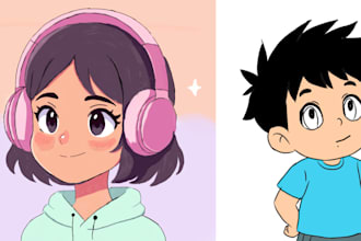 design colorful cartoon style girl avatars