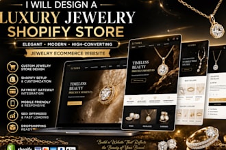 design a luxury jewelry shopify store or jewelry ecommerce website