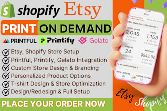 setup etsy print on demand shopify pod store and upload design