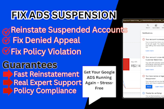 fix disapproved google ads suspension issues due to circumventing system policy