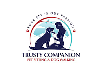 design modern pet, dog, cat, animal and veterinary clinic logo