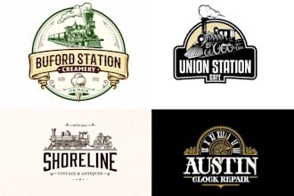 design a vintage exceptional steampunk logo for your brand in 12 hrs