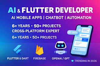 create ai chatbot app using flutter, dart, openai, and apis