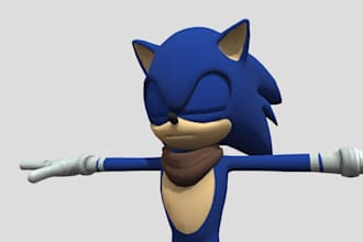 create custom sonic 3d model for games or 3d printing