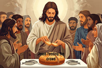 do bible themed illustration, children book illustration, story book cover