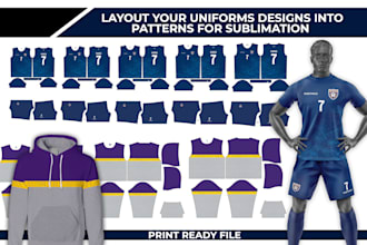 layout your jersey design in ready to print for sublimation