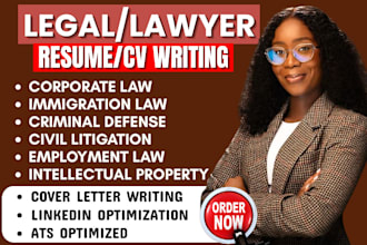 write professional lawyer resume, legal attorney, paralegal cv writing