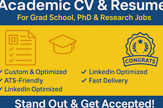 craft a professional academic CV or resume for phd, research, or teaching resume