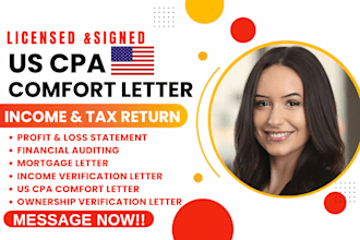 audit financial statement, US CPA letter, income verification, profit and loss