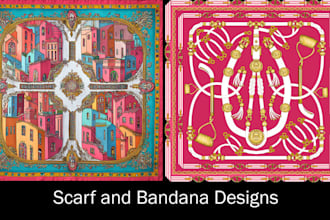 create a unique scarf and bandana design for fabric print