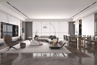 design 3d apartment interior, residential complex, multi family house, rentals