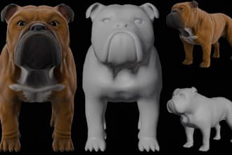 create 3d realistic animal model pet model 3d dog model in blender stl 3d print