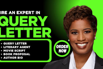 write edit query letter literary agent proposal movie script author bio