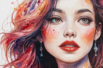draw a watercolor pop art portrait