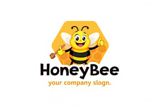 design outstanding honeybee mascot logo with express delivery