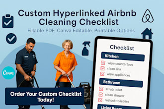 design custom hyperlinked airbnb cleaning checklist for hosts and rentals