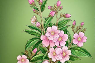 draw botanical illustration of flower illustration
