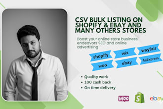 bulk add upload products or import csv XML file on ecwid, wix, shopify