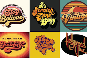 vintage 70s  80s typography logo design  retro eye catching