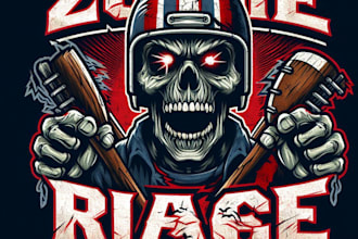 design high quality zombie rage mascot logo with t shirt design