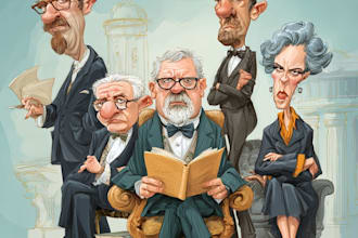 do a political caricature and cartoon art