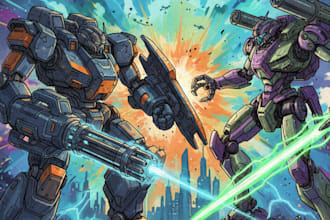 design robots and concept art of futuristic mecha