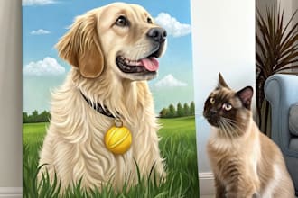 create a custom pet portrait, dog portrait cat portrait