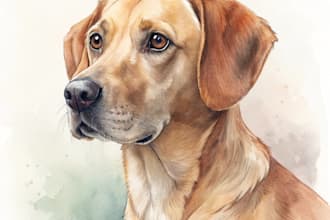 watercolor portrait of your pet dog, cat, horse etc