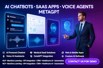 build ai rasa chatbot, saas mobile app, sales agent, metagpt medical ai web app
