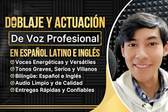 record powerful, energetic, or dramatic voices in spanish and english