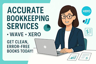 provide accurate bookkeeping services in wave, xero
