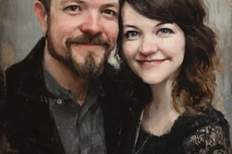 illustrate a romantic family couple portrait