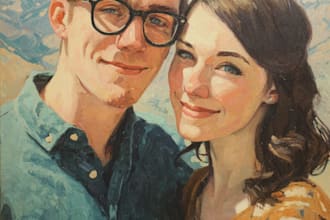 draw custom couple vector portrait