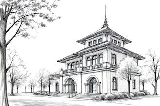 draw architectural sketch of buildings