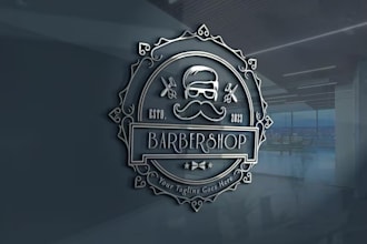 design vintage, emblem, stamp, badge and barber shop logo